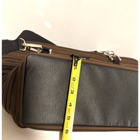 Bam Bags Unisex Nylon Zippered Purse Crossbody Tote Bag Brown - Picture 6 of 10